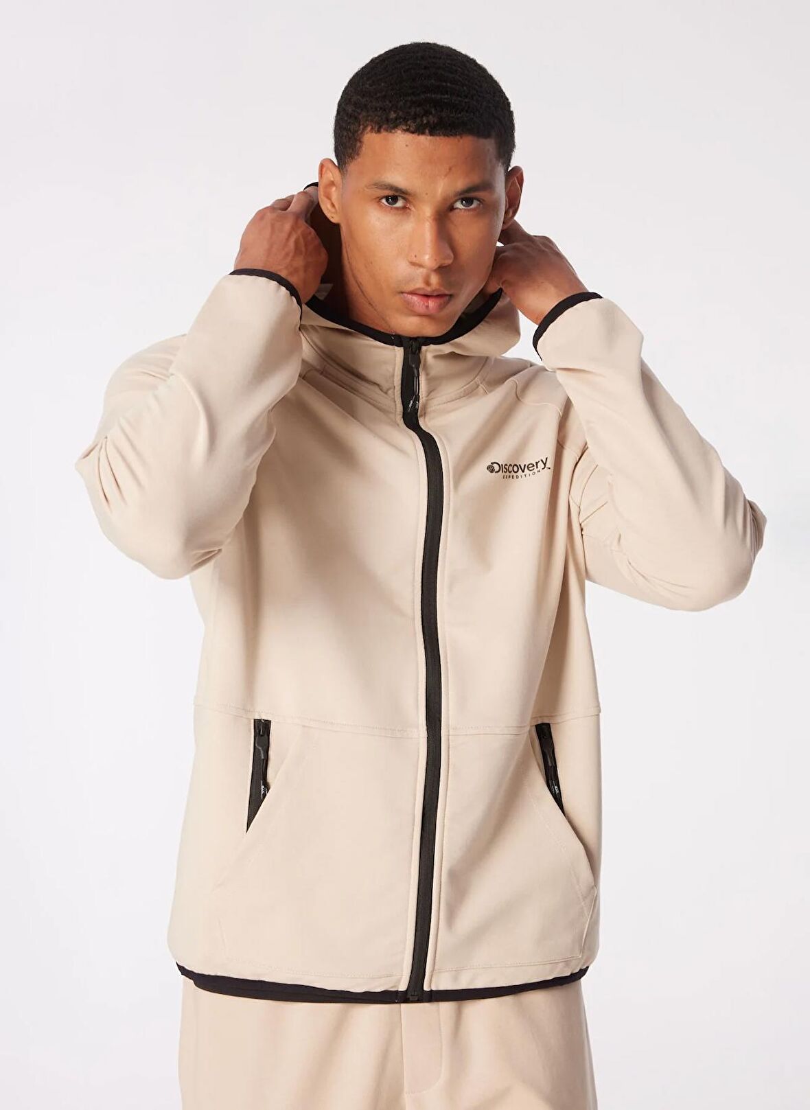 Bej Erkek Kapüşonlu Relaxed Sweatmont DS4M-SWT3232