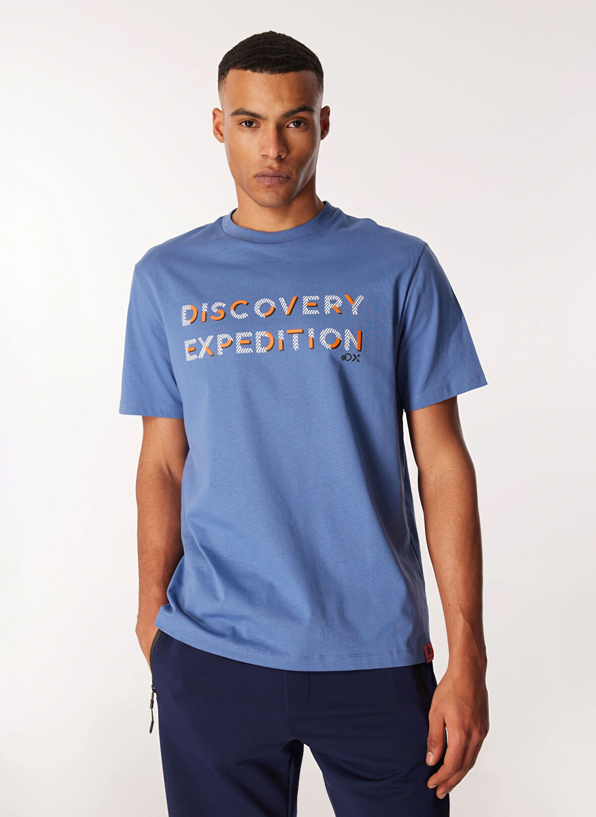 Discovery Expedition İndigo Erkek Bisiklet Yaka Relaxed T-Shirt D4SM-TST3269