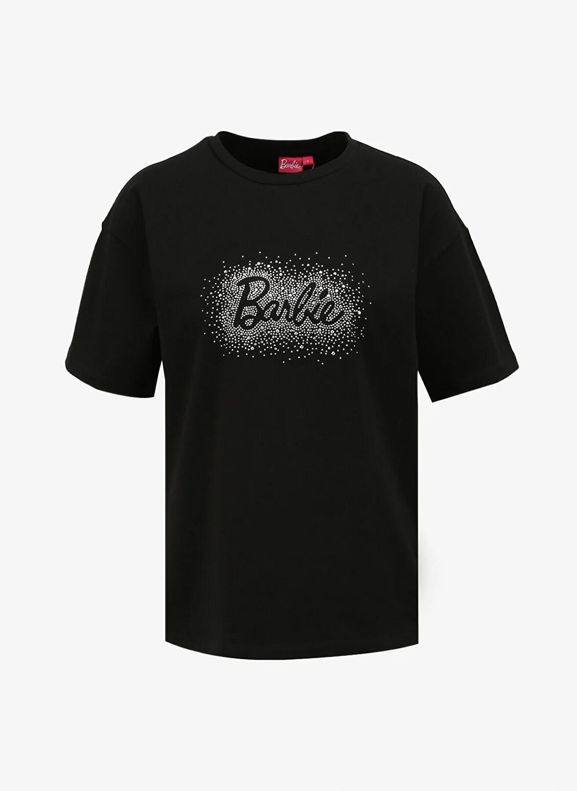 Barbie Bisiklet Yaka Baskılı Siyah Kadın T-Shirt BRB4SL-TST6052