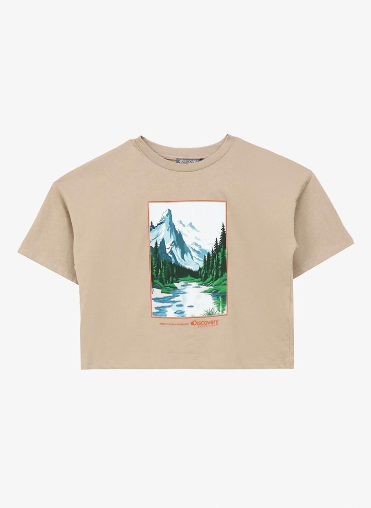 Baskılı Bej Kız Çocuk T-Shirt D4SG-TST3097