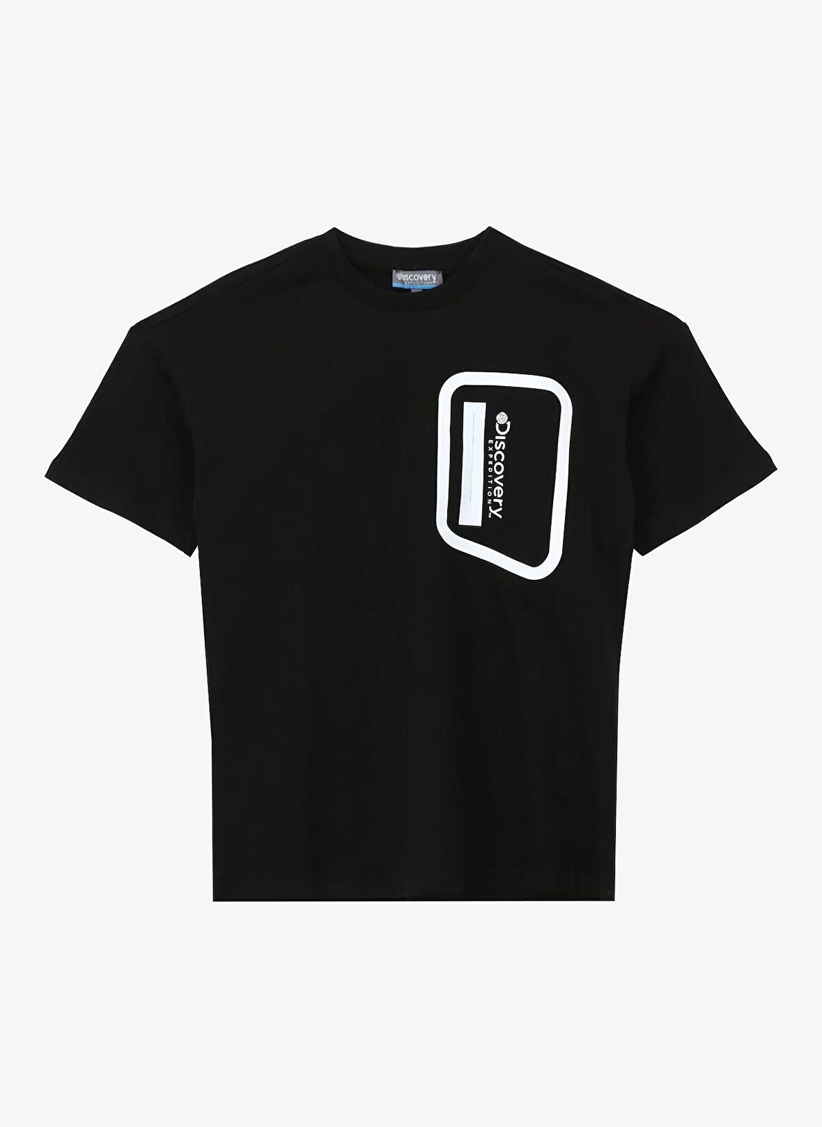 Siyah Erkek Çocuk Bisiklet Yaka Oversize Baskılı T-Shirt D4SB-TST3053