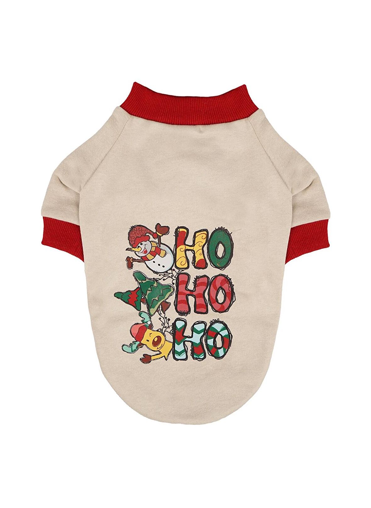 Krem Pet Kıyafet Ho Ho Ho Kedi & Köpek Sweatshirt