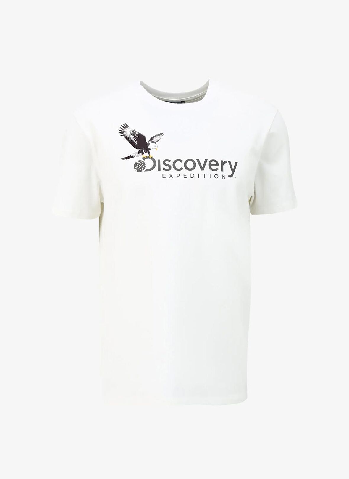 Beyaz Erkek Bisiklet Yaka Basic Baskılı T-Shirt D4SM-TST3306