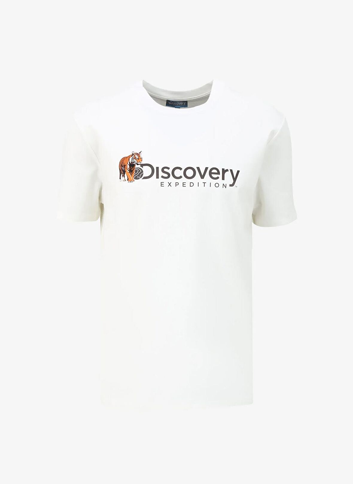 Discovery Expedition Beyaz Erkek Bisiklet Yaka Basic Baskılı T-Shirt D4SM-TST3304