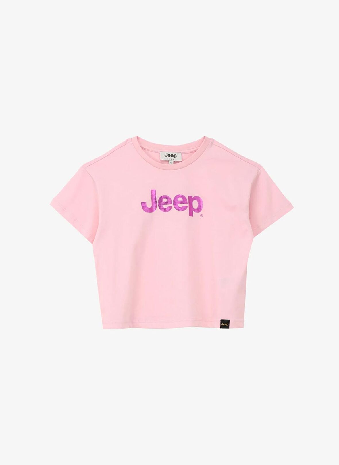 Jeep Pembe Kız Çocuk Bisiklet Yaka Crop Top Baskılı T-Shirt C4SG-TST7029