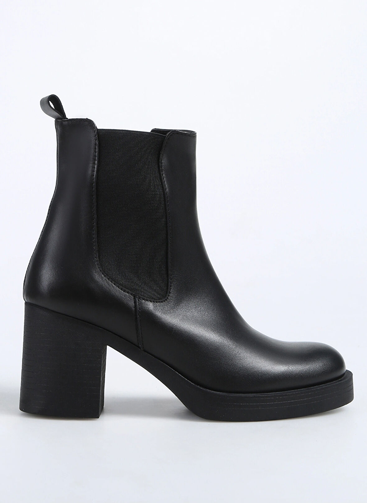 Fabrika Siyah Kadın Deri Topuklu Bot D-ELAIN