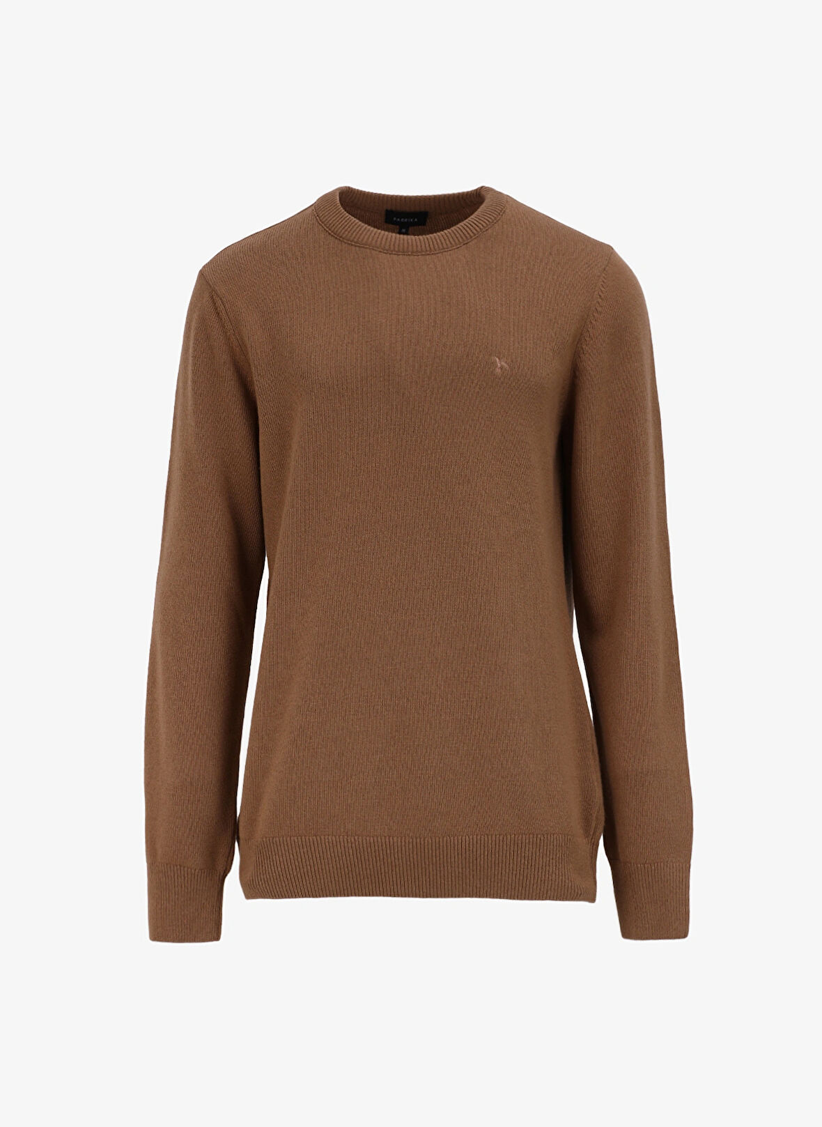 Fabrika Bisiklet Yaka Basic Düz Deve Tüyü Erkek Kazak F4WM-KZK 2524