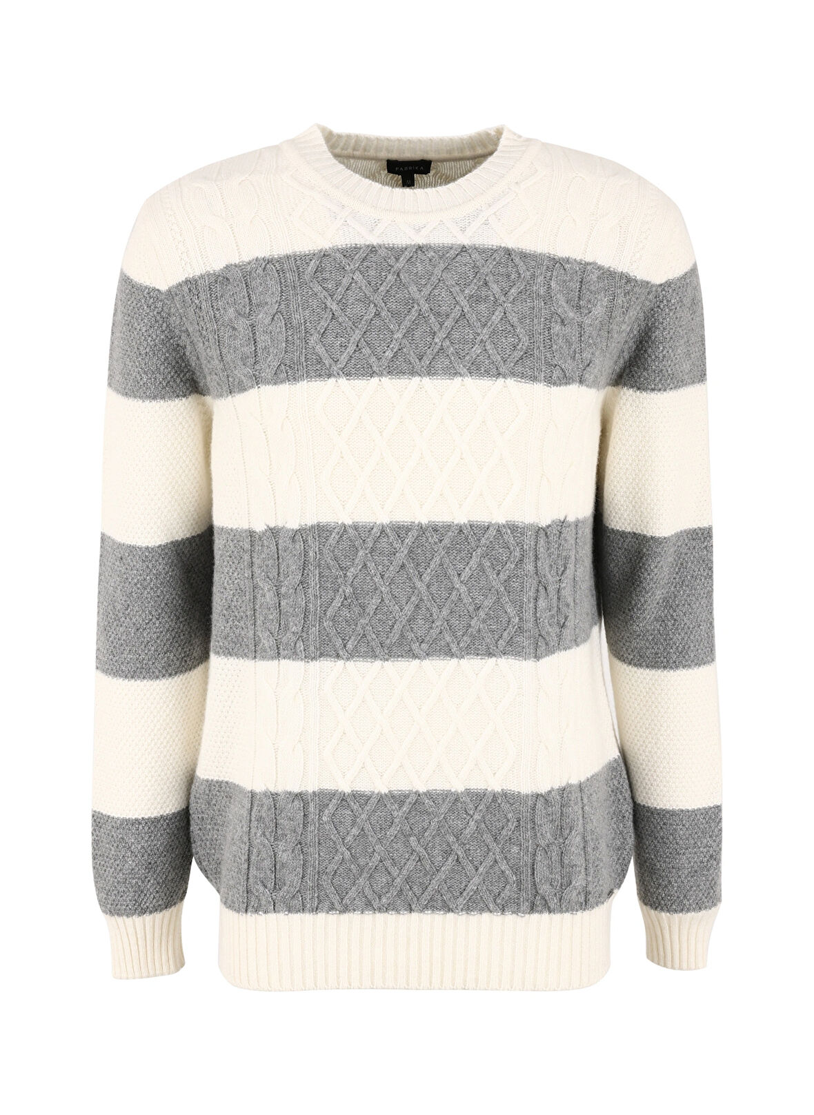 Fabrika Bisiklet Yaka Basic Jakarlı Ekru Erkek Kazak F4WM-KZK 2707