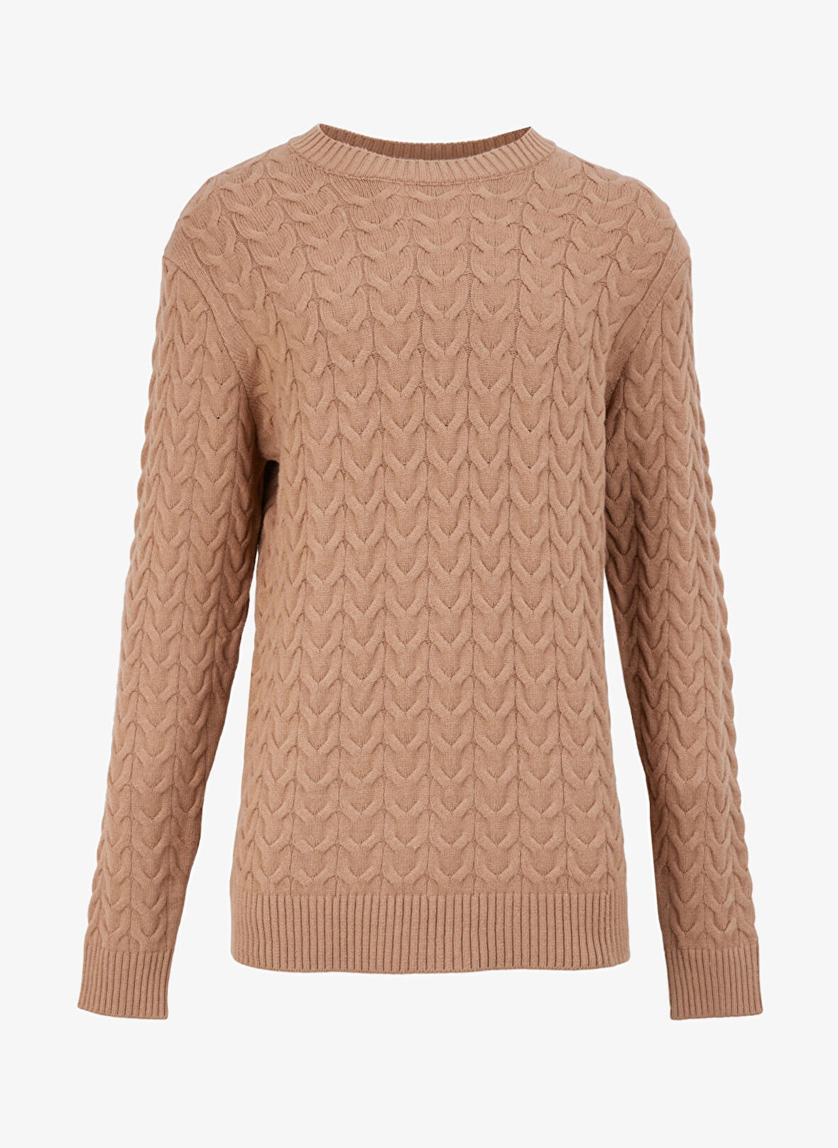 Fabrika Comfort Bisiklet Yaka Regular Fit Jakarlı Deve Tüyü Erkek Kazak FC4WM-KZK 2601