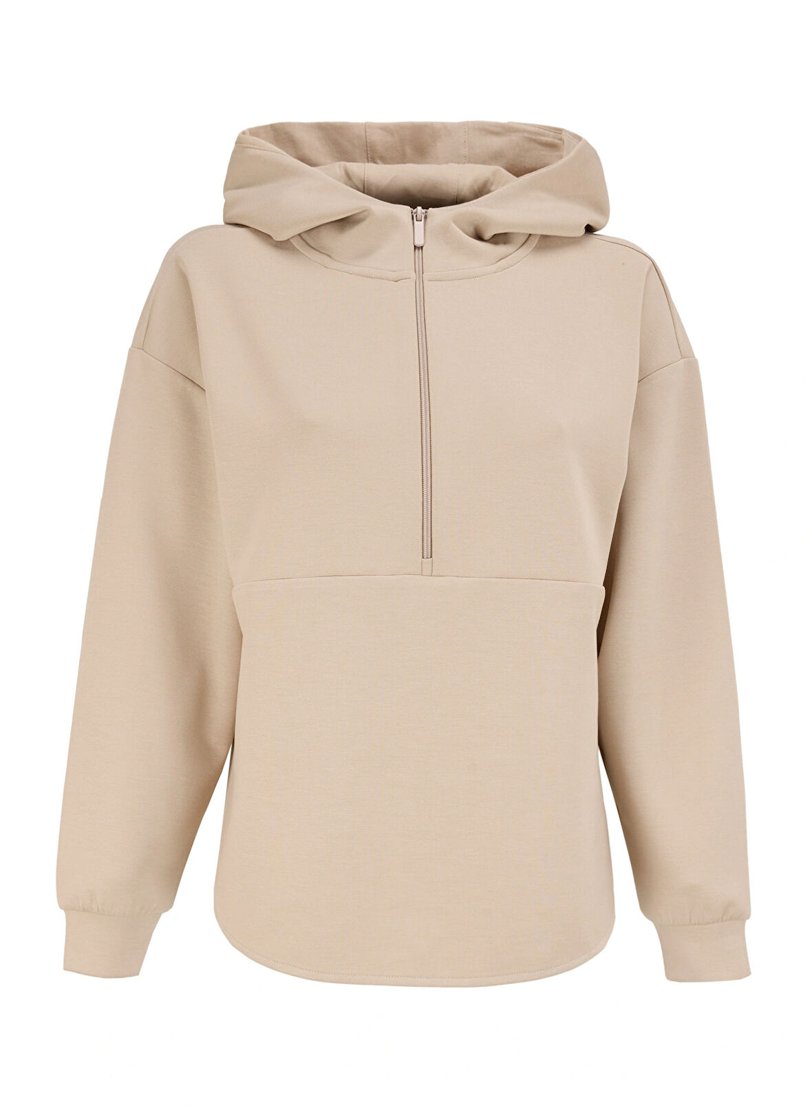 Fabrika Kapüşon Yaka Düz Açık Bej Kadın Sweatshırt F4WL-SWT0572