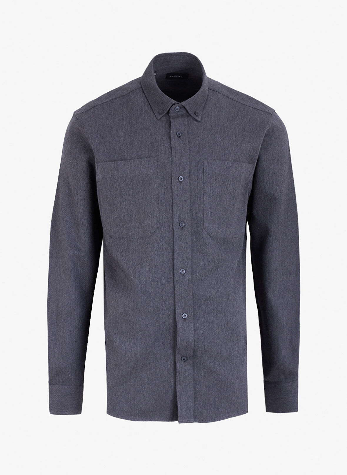 Fabrika Basic Düğmeli Yaka Düz Antrasit Erkek Gömlek F4WM-GML 2607