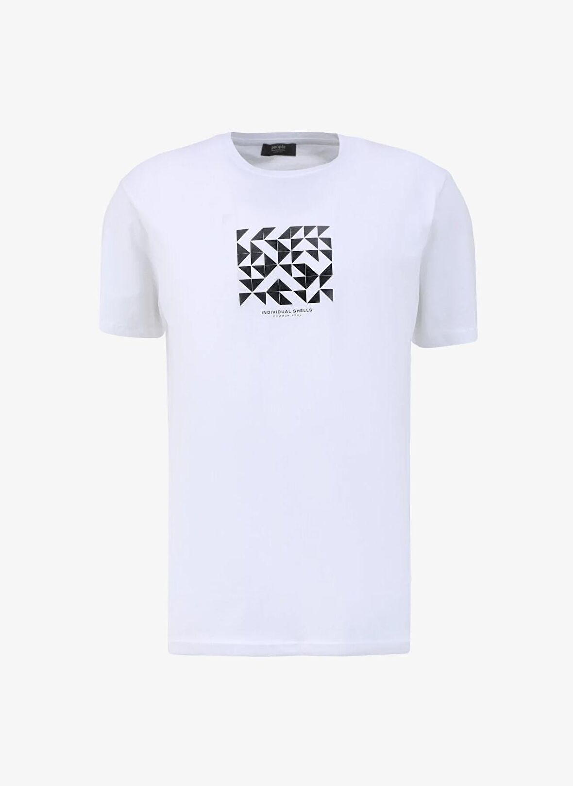 Bisiklet Yaka Baskılı Beyaz Erkek T-Shirt PBF4SM-TST5074