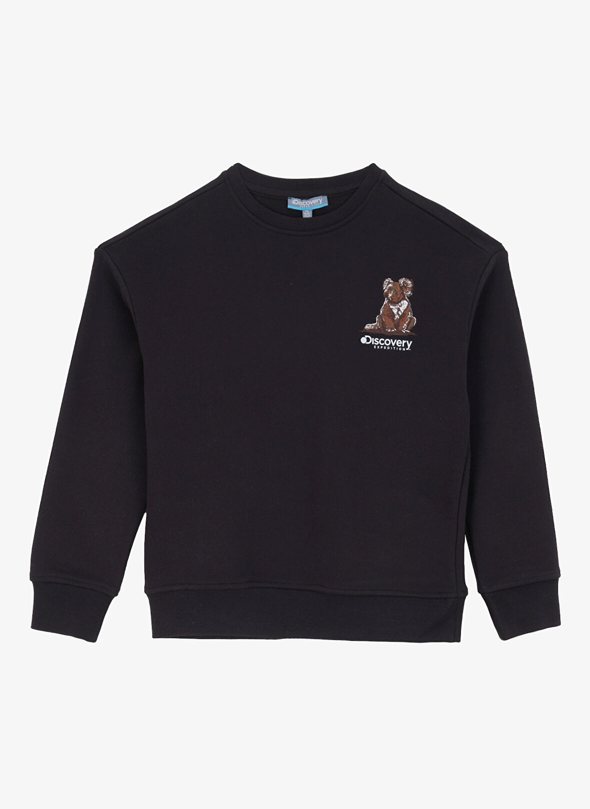 Discovery Expedition Bisiklet Yaka Baskılı Siyah Erkek Çocuk  Eşofman Üstü D4WB-SWT3221
