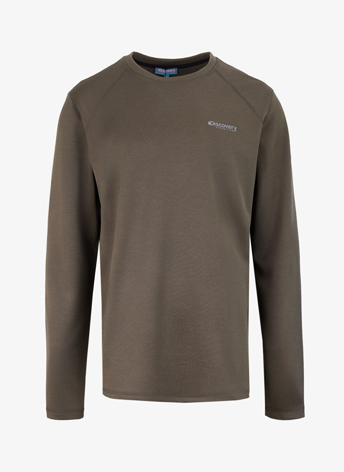 Haki Erkek Bisiklet Yaka Relaxed Fit Uzun Kollu T-Shirt D4WM-TST3275