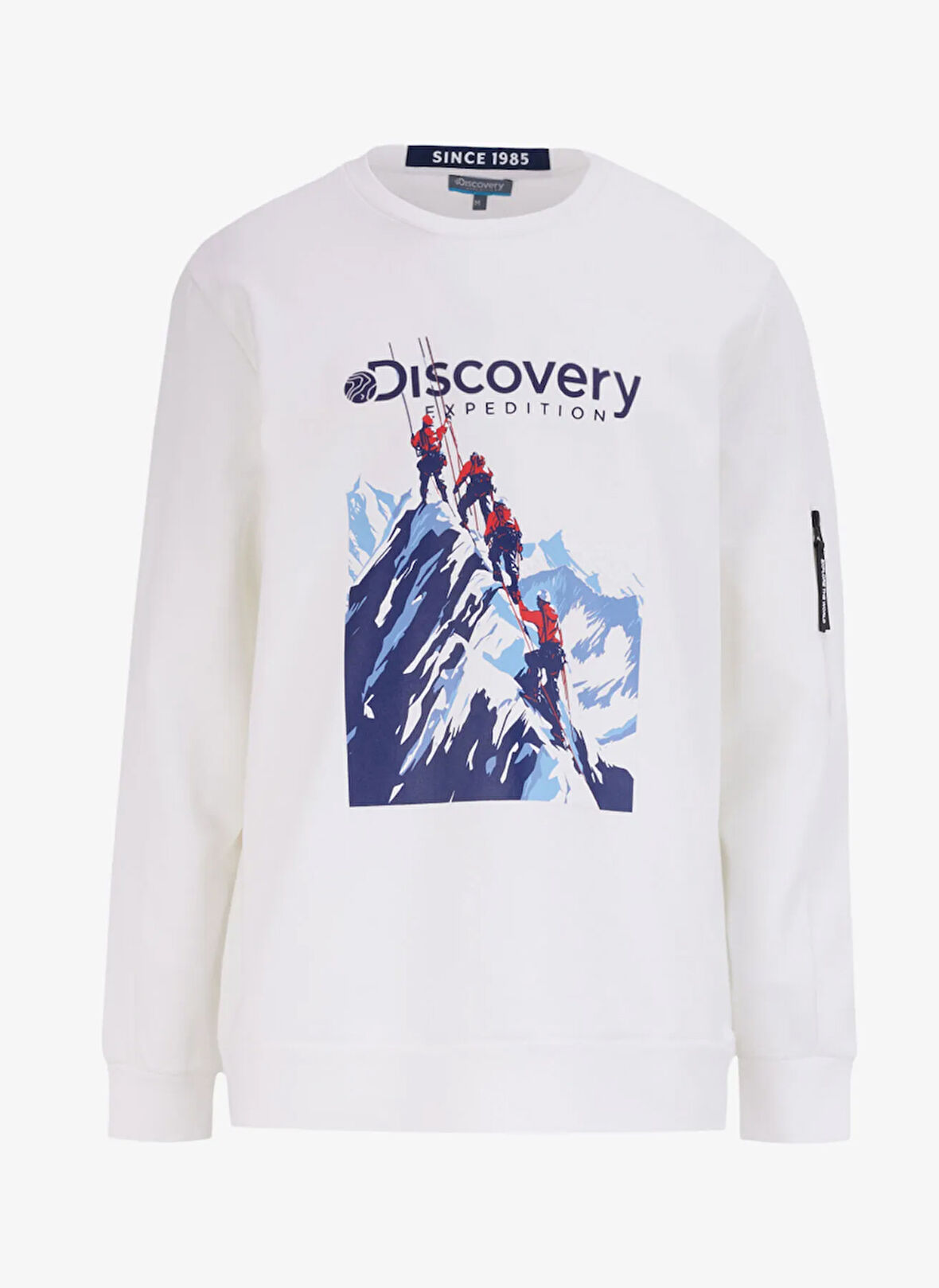 Kırık Beyaz Erkek Bisiklet Yaka Relaxed Fit Baskılı Sweatshirt D4WM-SWT3253
