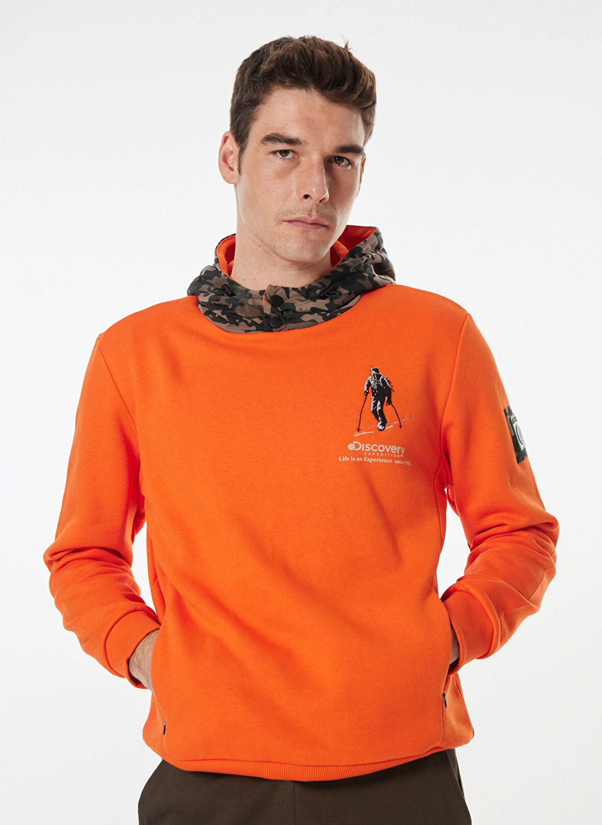 Turuncu Erkek Kapüşon Yaka Relaxed Fit Sweatshirt D4WM-SWT3290