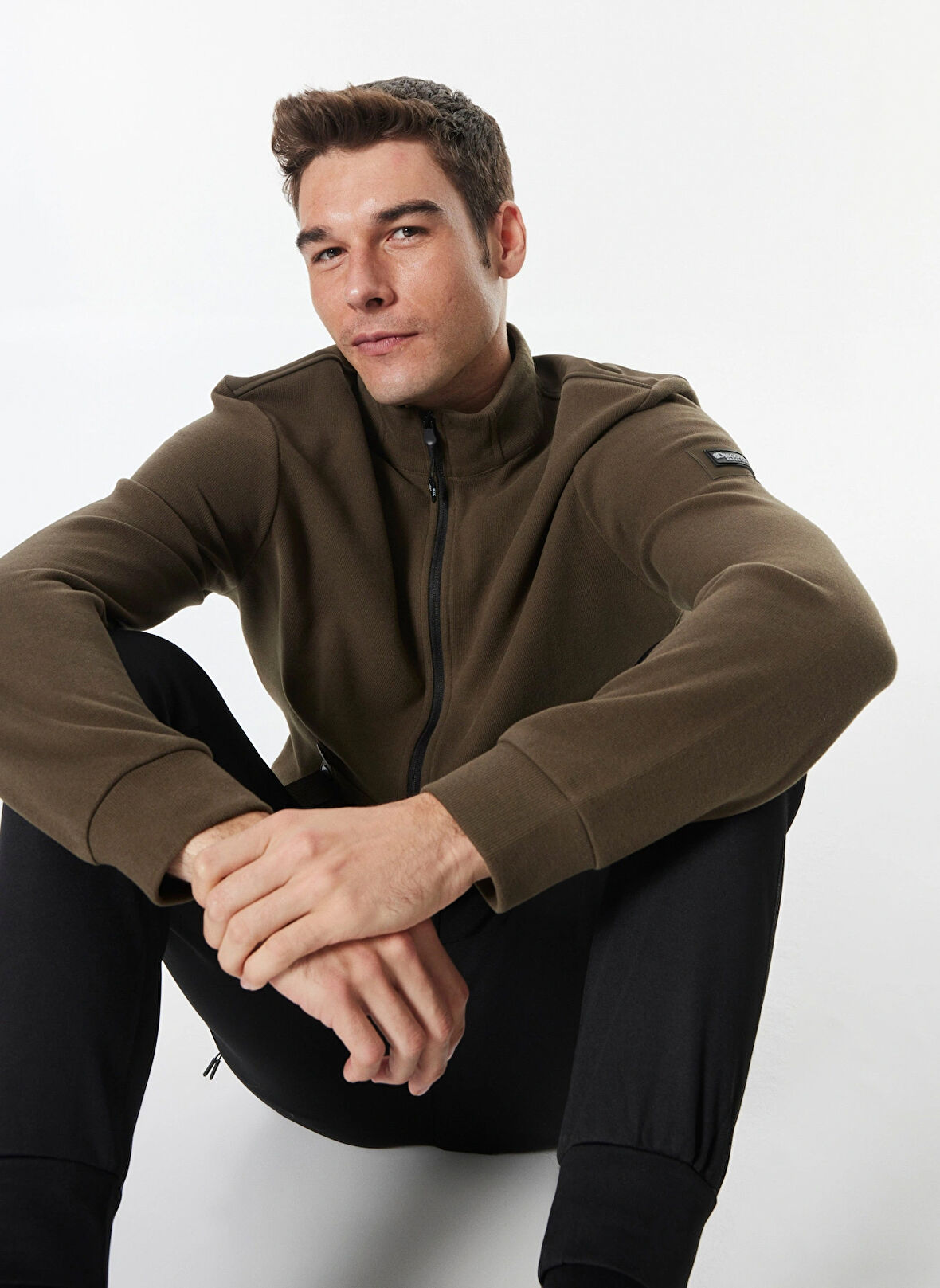 Haki Erkek Dik Yaka Relaxed Fit Sweatmont D4WM-SWT3325