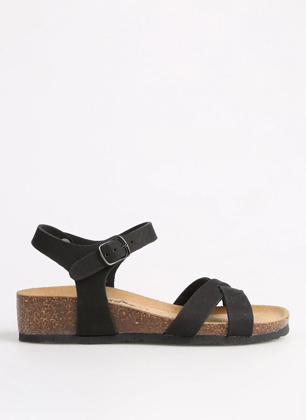 Più Natura Siyah Kadın Deri Sandalet 12 FREGENE