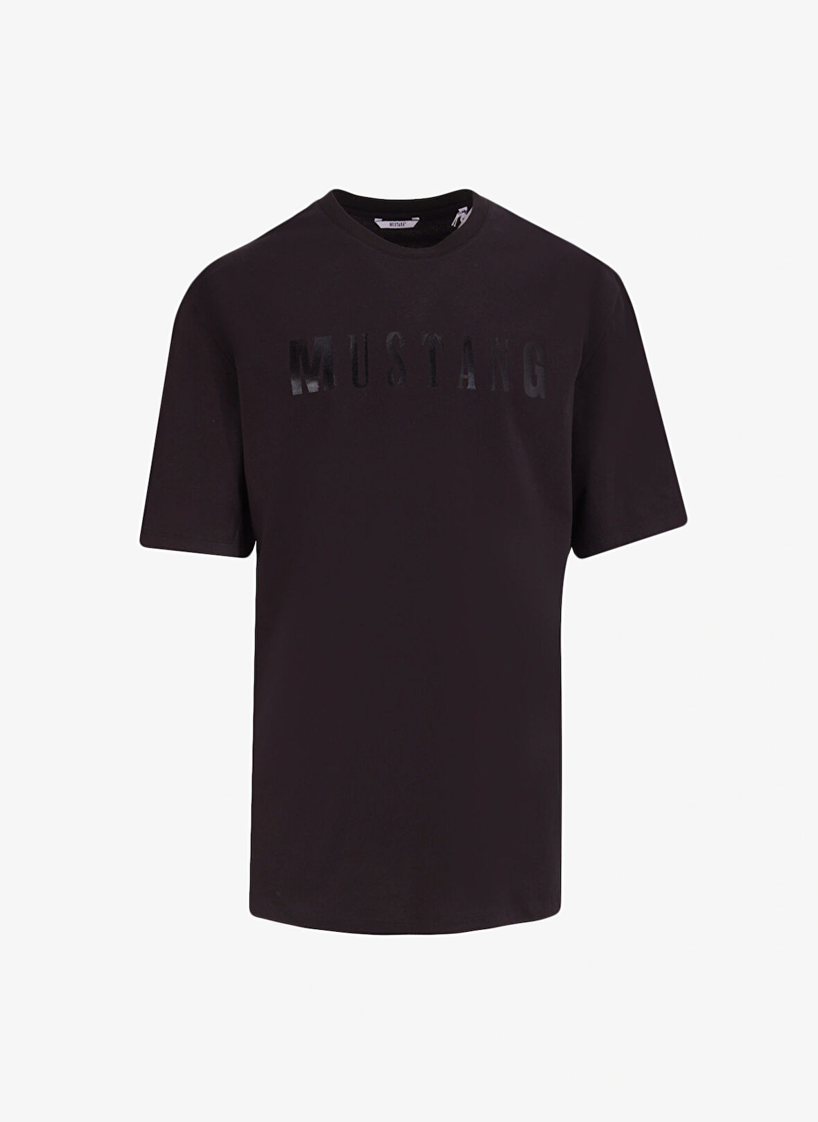 Mustang Bisiklet Yaka Baskılı Siyah Erkek T-Shirt M4WM-TST-1985