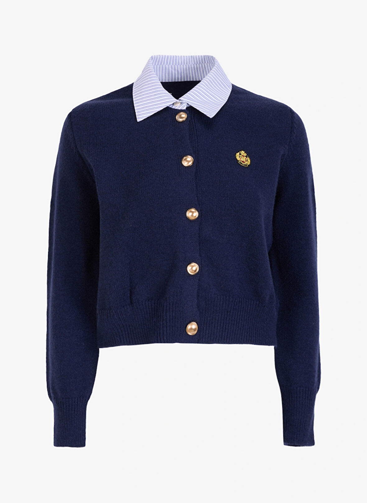 Cedelar Gömlek Yaka Düz Mavi Kadın Bluz KUPIR