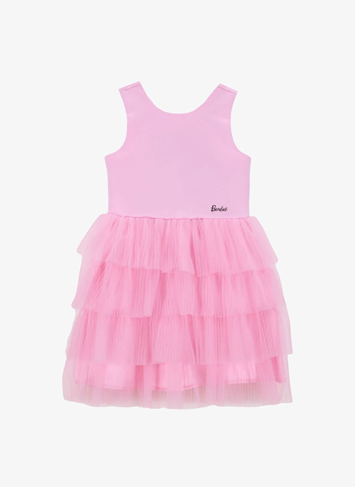 Barbie Düz Pembe Kız Çocuk Abiye Elbise BRB5SG-ELB6509