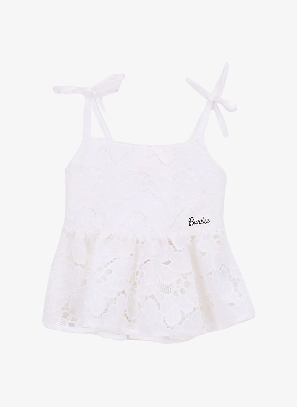 Barbie Çiçek Desenli Ekru Kız Çocuk Bluz BRB5SG-BLZ6521