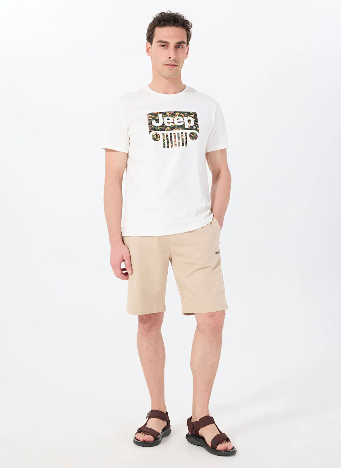 Bej Erkek Basic Düz Sweat Şort J5SM-SHT7252