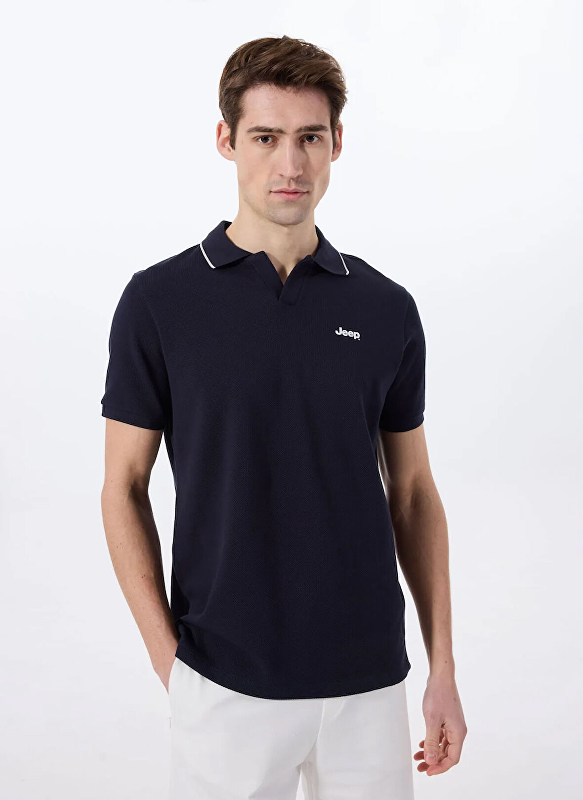 Jeep Düz Lacivert Erkek Polo T-Shirt J5SM-TST7315
