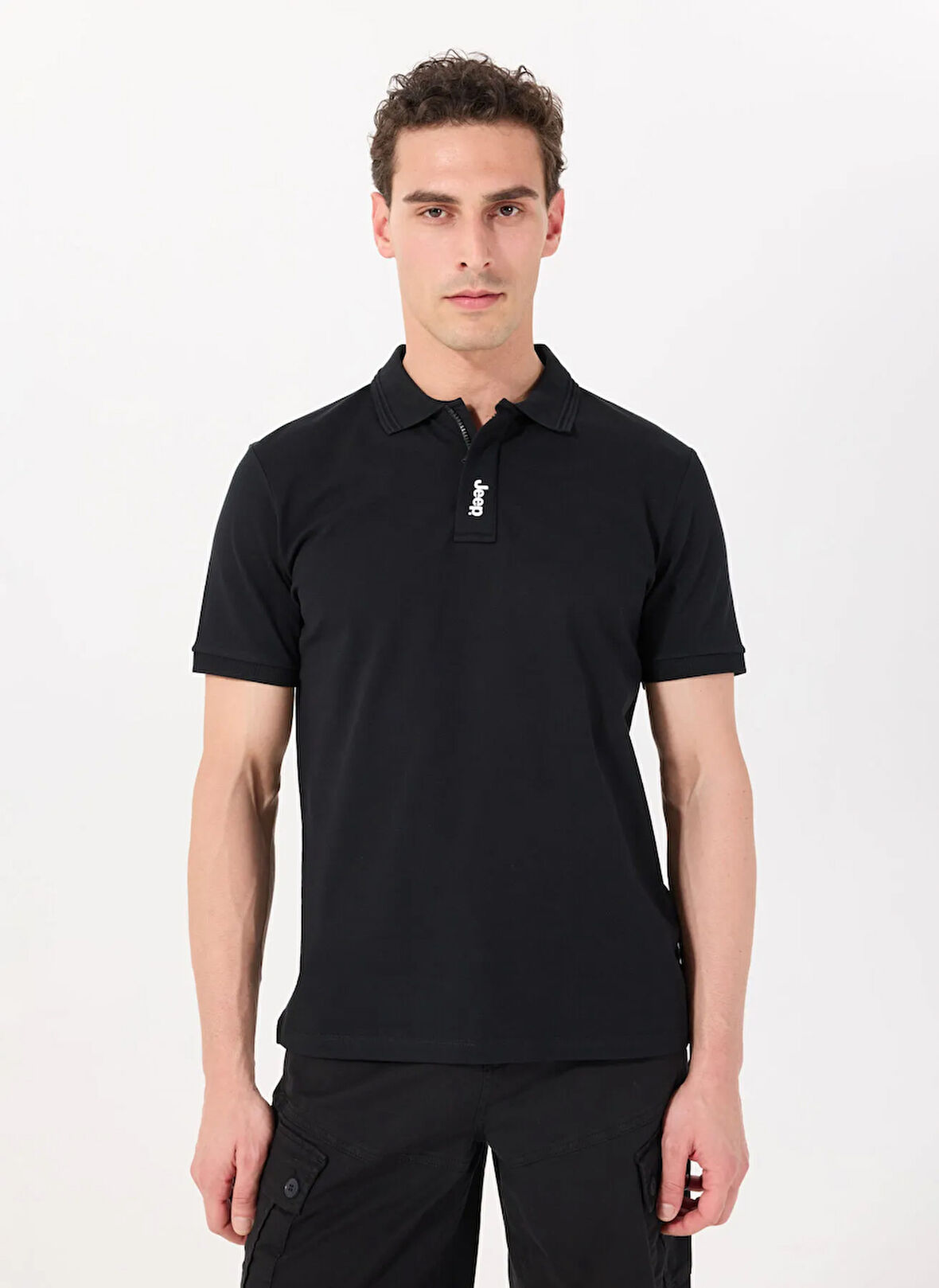 Jeep Düz Siyah Erkek Polo T-Shirt J5SM-TST7326