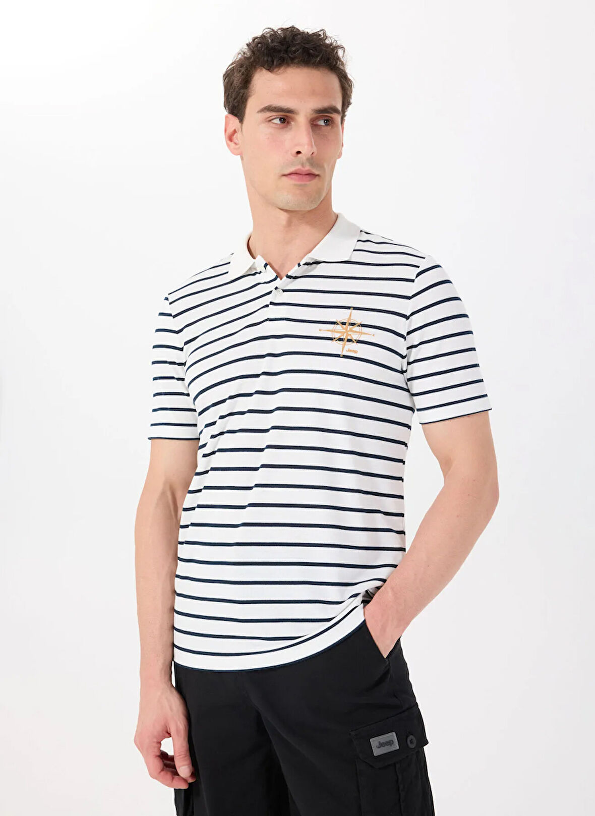 Jeep Çizgili Beyaz Erkek Polo T-Shirt J5SM-TST7317