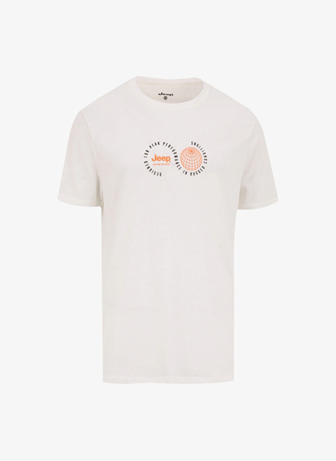 Jeep Bisiklet Yaka Baskılı Beyaz Erkek T-Shirt J5SM-TST7325