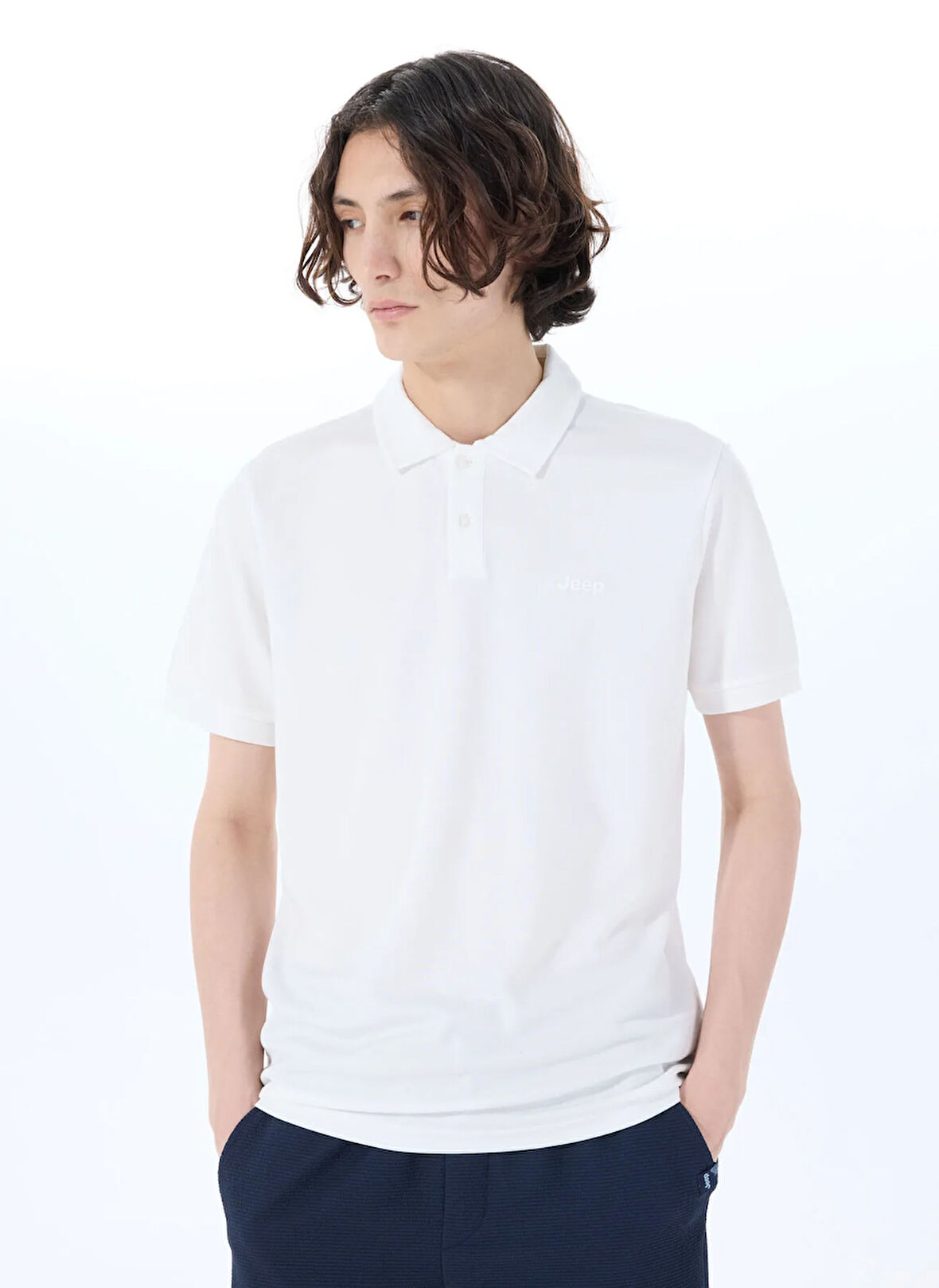 Jeep Düz Beyaz Erkek Polo T-Shirt J5SM-TST7370
