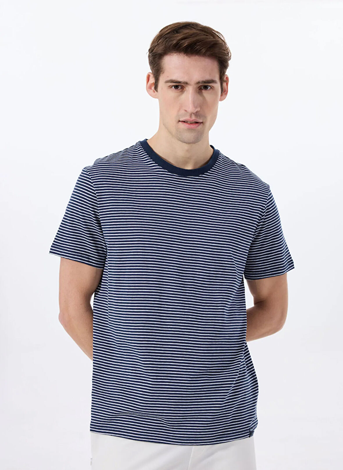 Jeep Bisiklet Yaka Çizgili Lacivert Erkek T-Shirt J5SM-TST7379