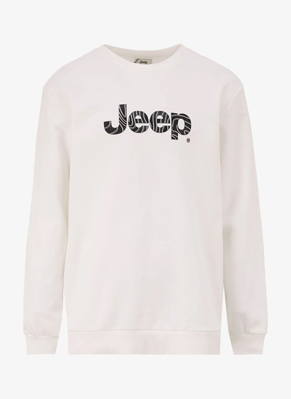 Jeep Bisiklet Yaka Baskılı Ekru Erkek Sweatshırt J5SM-SWT7306