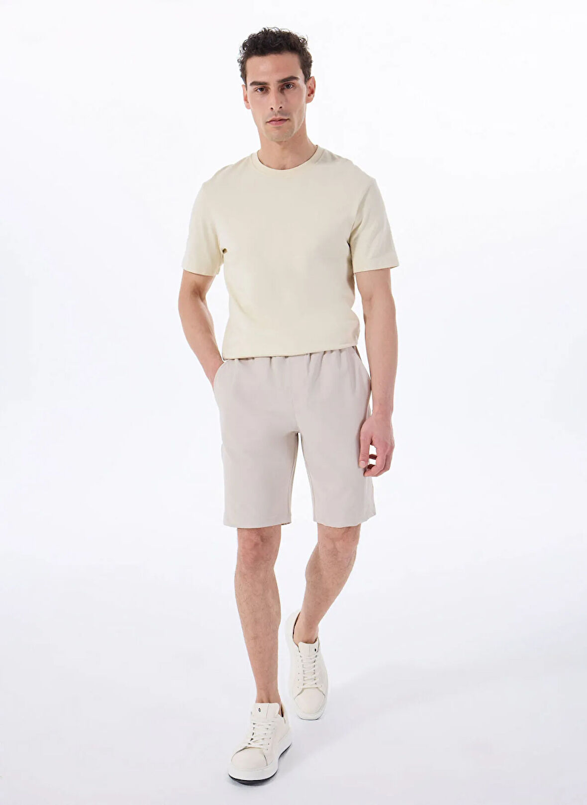 Fabrika Lastikli Bel Basic Gri Erkek Bermuda Şort F5SM-SHT 2705