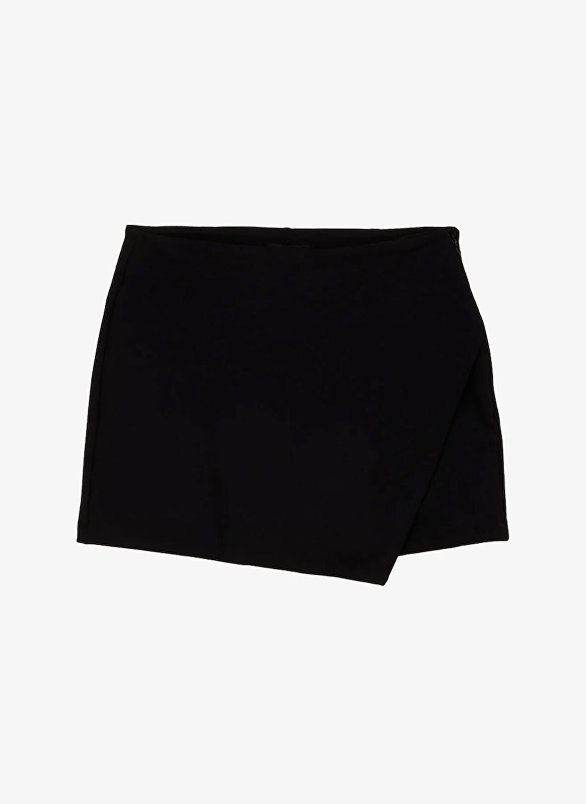 Fabrika Standart Bel Siyah Kadın Düz Kısa Etek F5SL-ETK0391