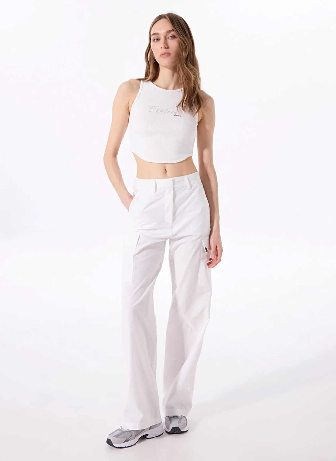 Jeep Normal Bel Bol Kesim Beyaz Kadın Pantolon J5SL-PNT7871