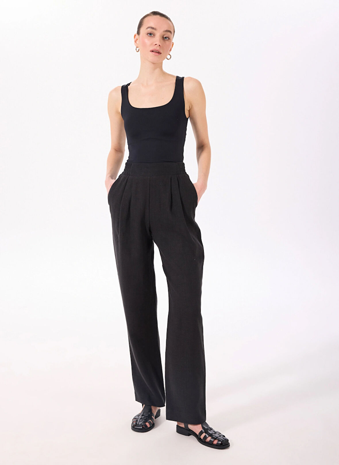 Siyah Kadın Flare Pantolon F5SL-PNT0052