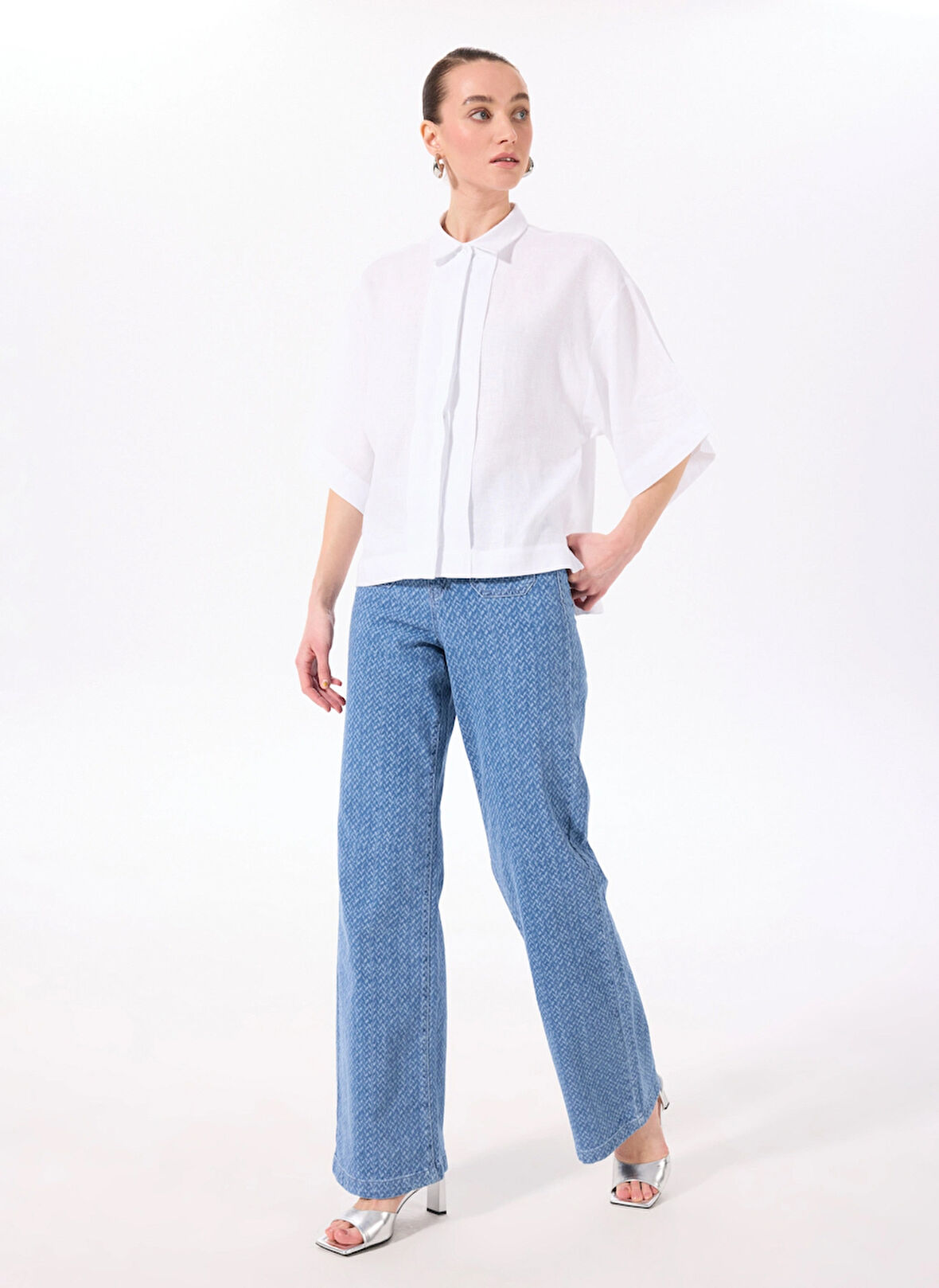 Fabrika Normal Bel Düz Paça Normal Açık İndigo Kadın Denim Pantolon F5SL-PNT0332