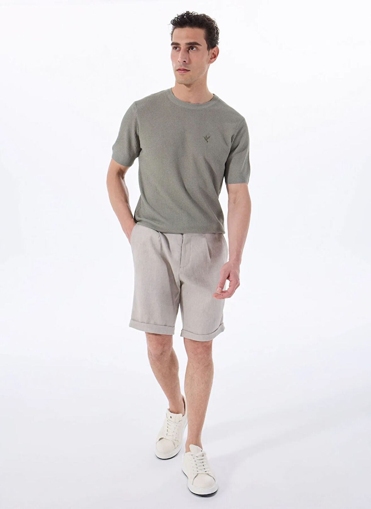 Fabrika Normal Bel Basic Bej Erkek Bermuda Şort F5SM-SHT 2752