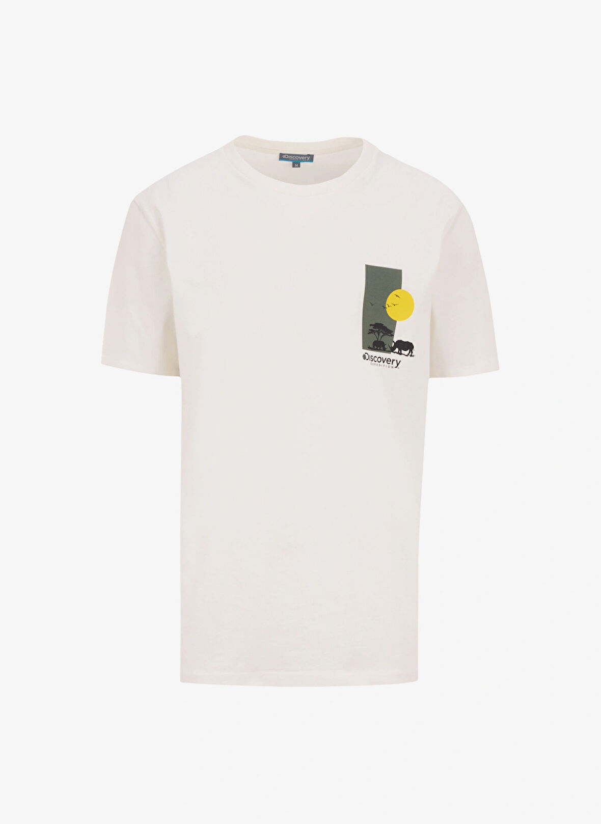 D5SM-TST3988 Ekru Bisiklet Yaka Relaxed Baskılı Erkek T-Shirt