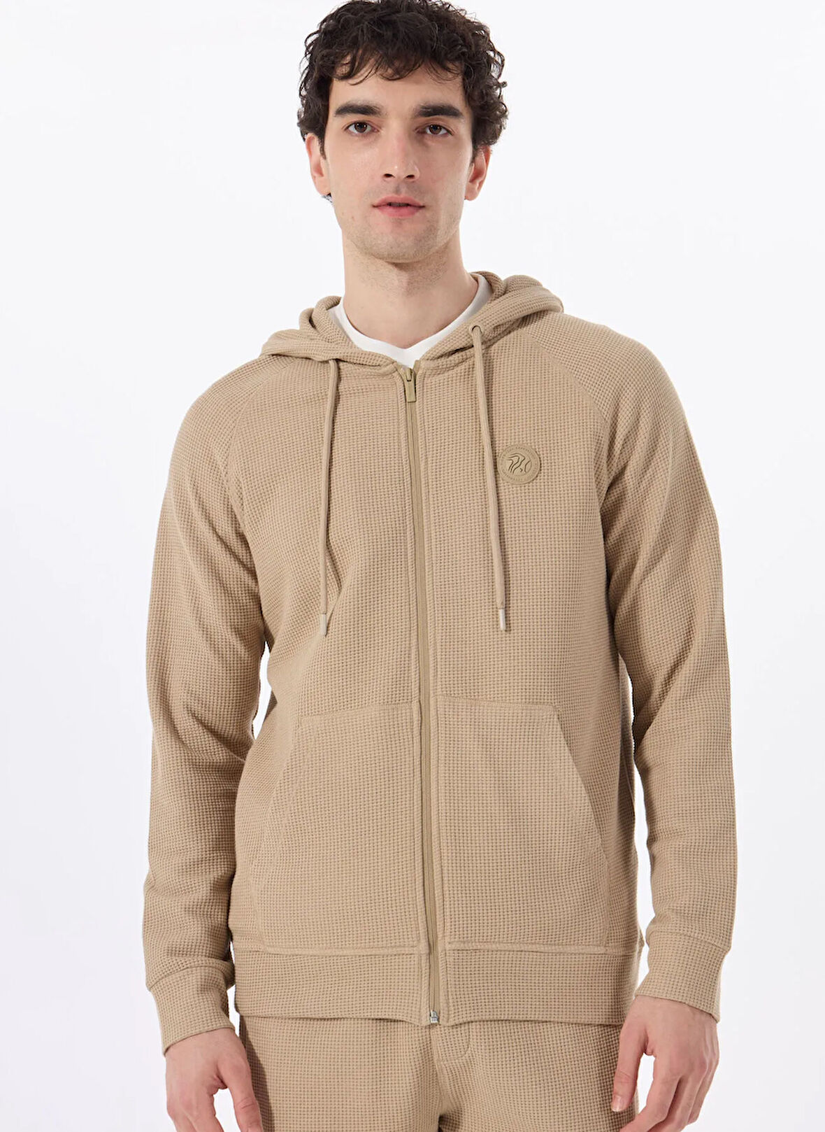 Discovery Expedition D5SM-SWT3754 Deve Tüyü Kapüşon Yaka Relaxed Düz Erkek Sweatmont