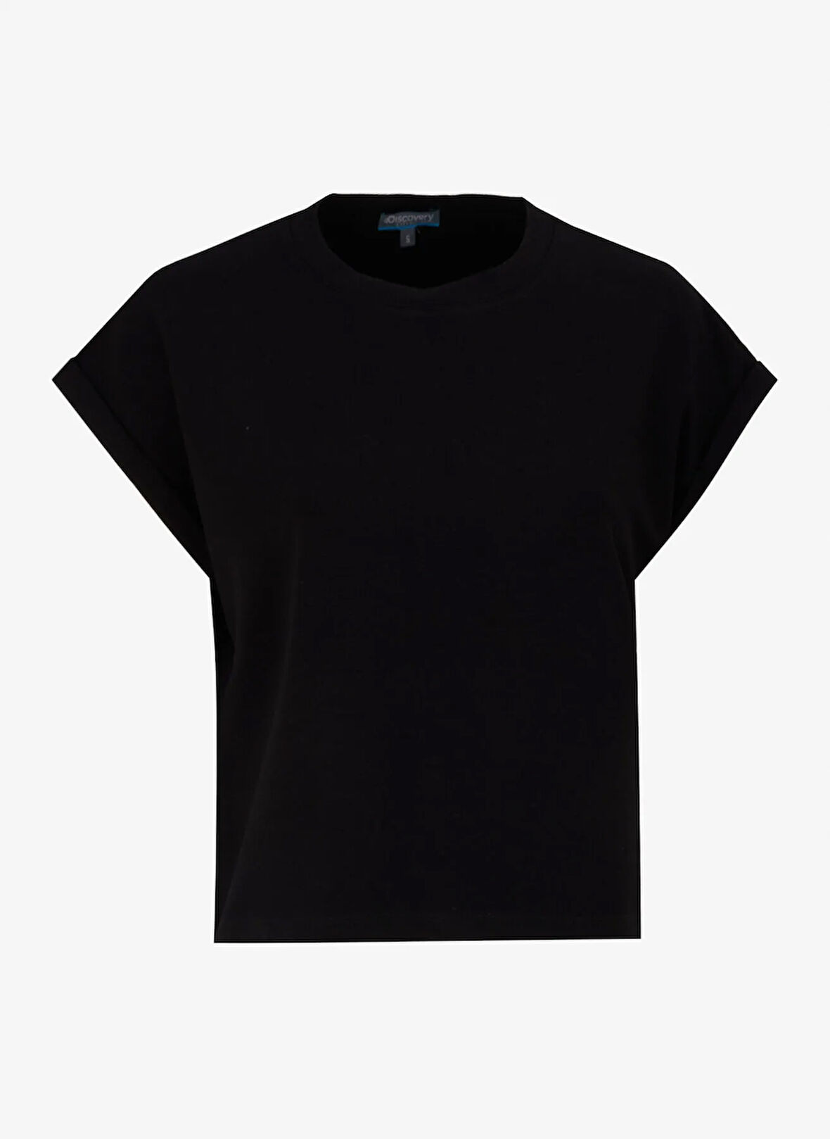 D5SL-TST3599 Siyah Bisiklet Yaka Rahat Kalıp Düz Kadın T-Shirt