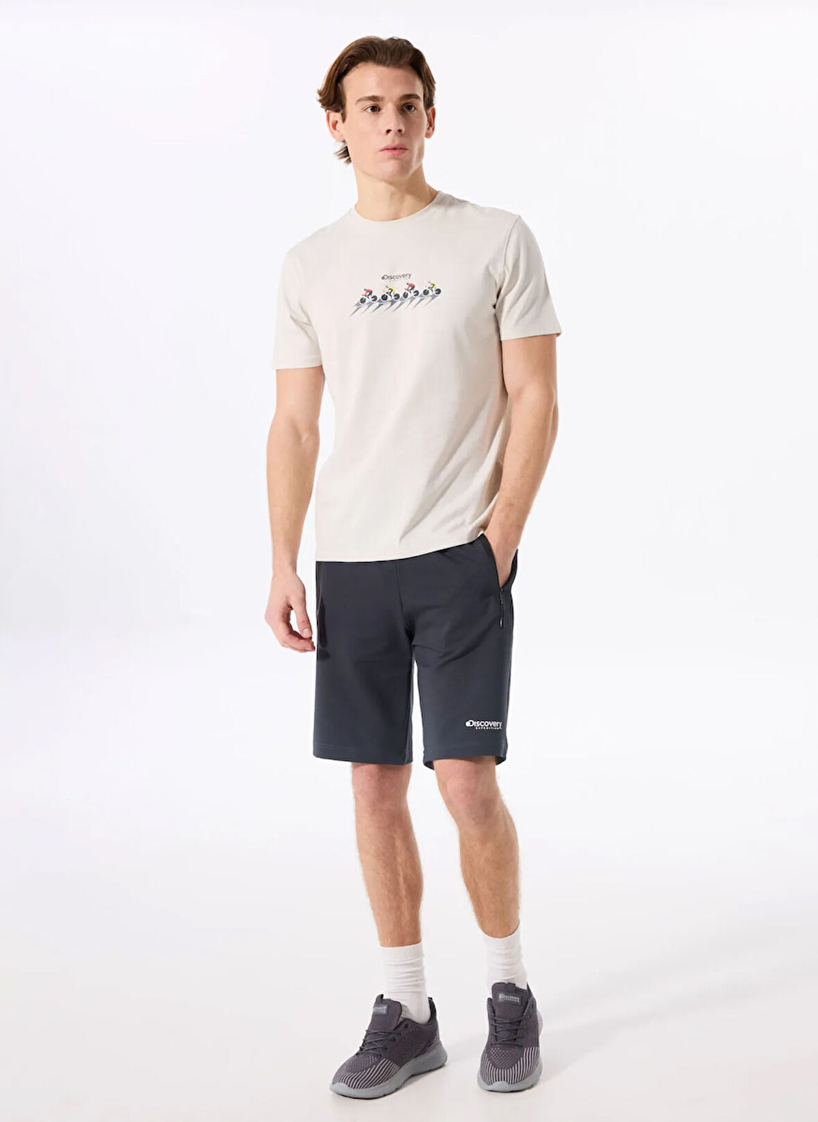 D5SM-TST3700 Taş Bisiklet Yaka Relaxed Baskılı Erkek T-Shirt