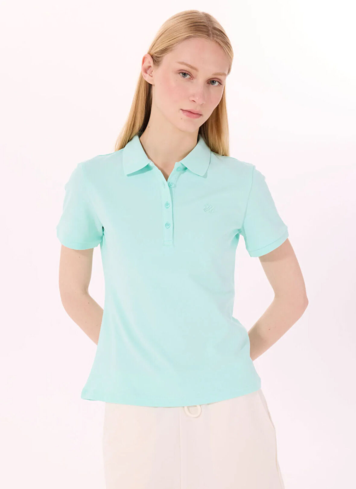 Discovery Expedition D5SL-TST3598 Mint Basic Düz Kadın Polo T-Shirt