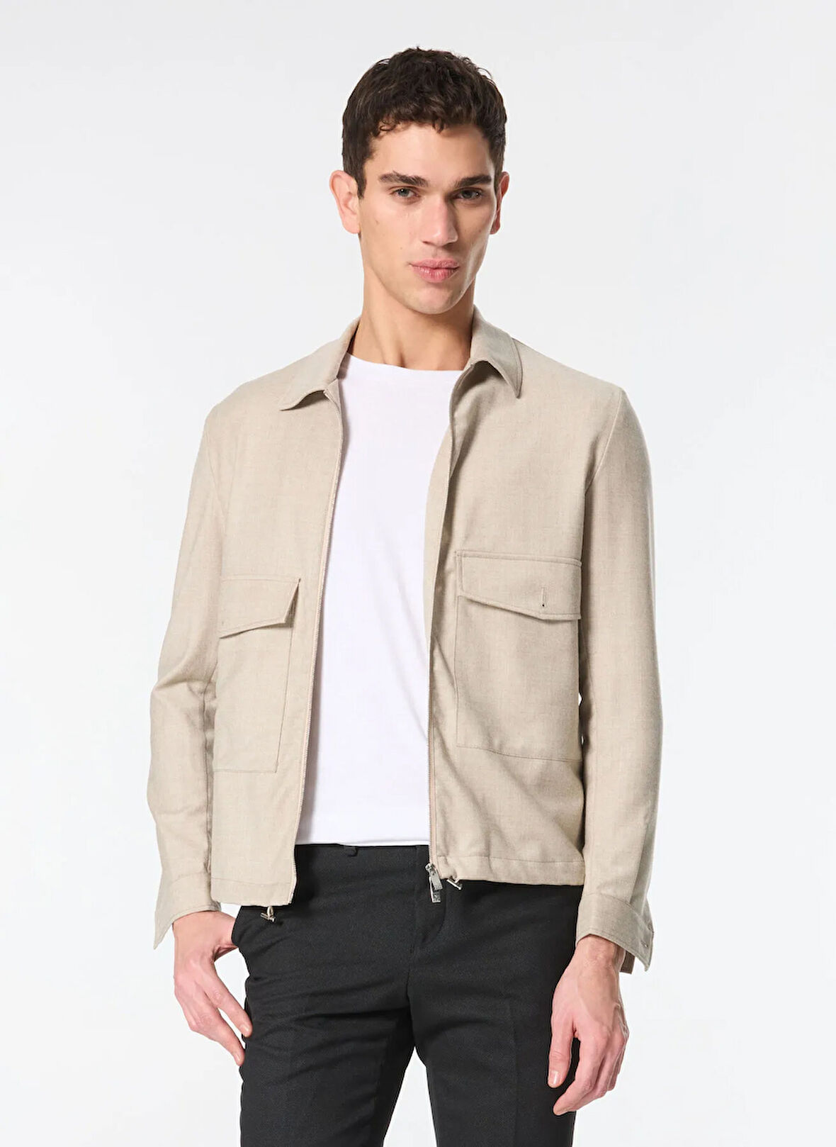 Bej Erkek Slim Fit Gömlek Ceket SB17.IRP3.U100