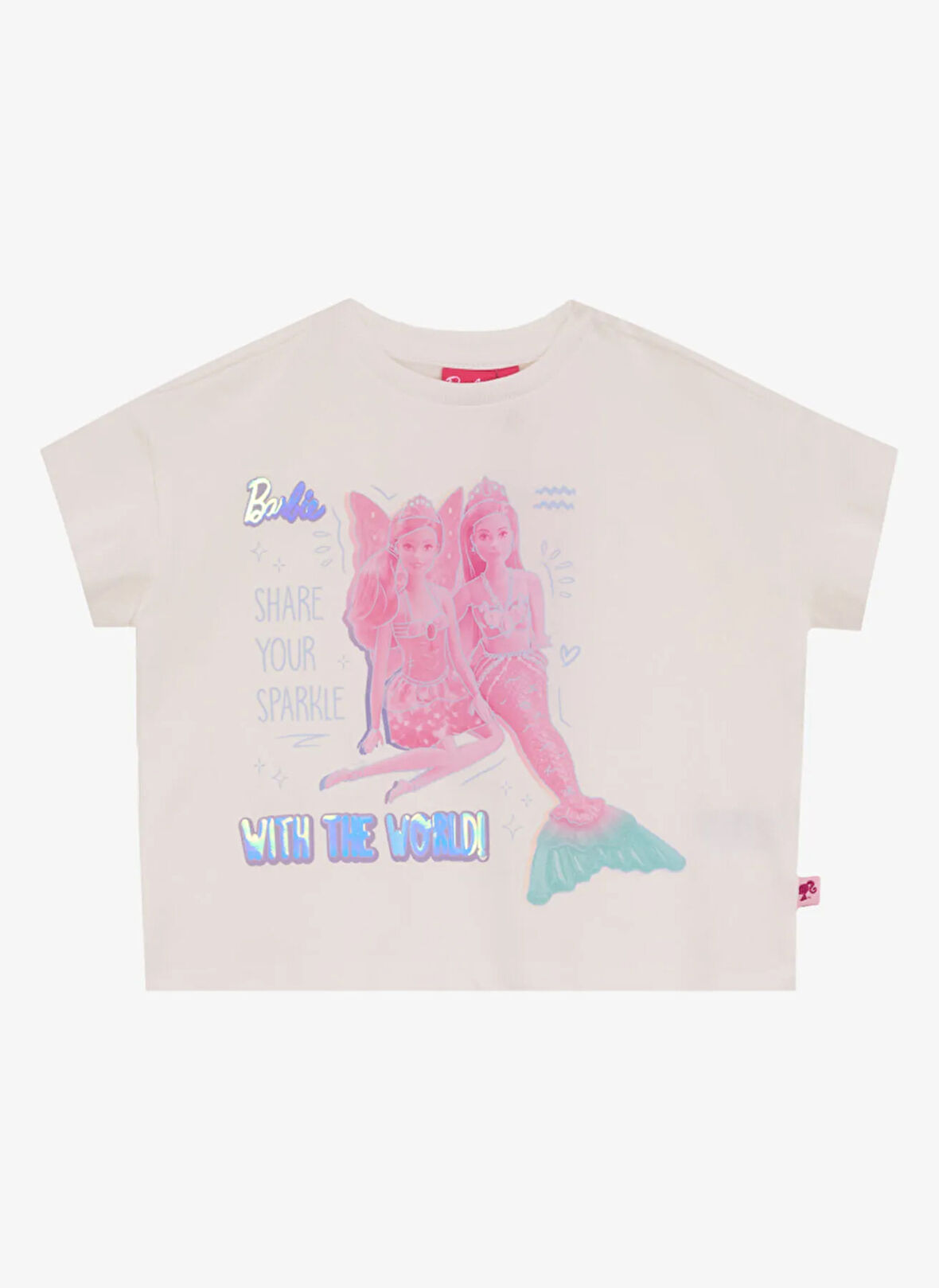Barbie Baskılı Ekru Kız Çocuk T-Shirt BRB5SG-TST6543