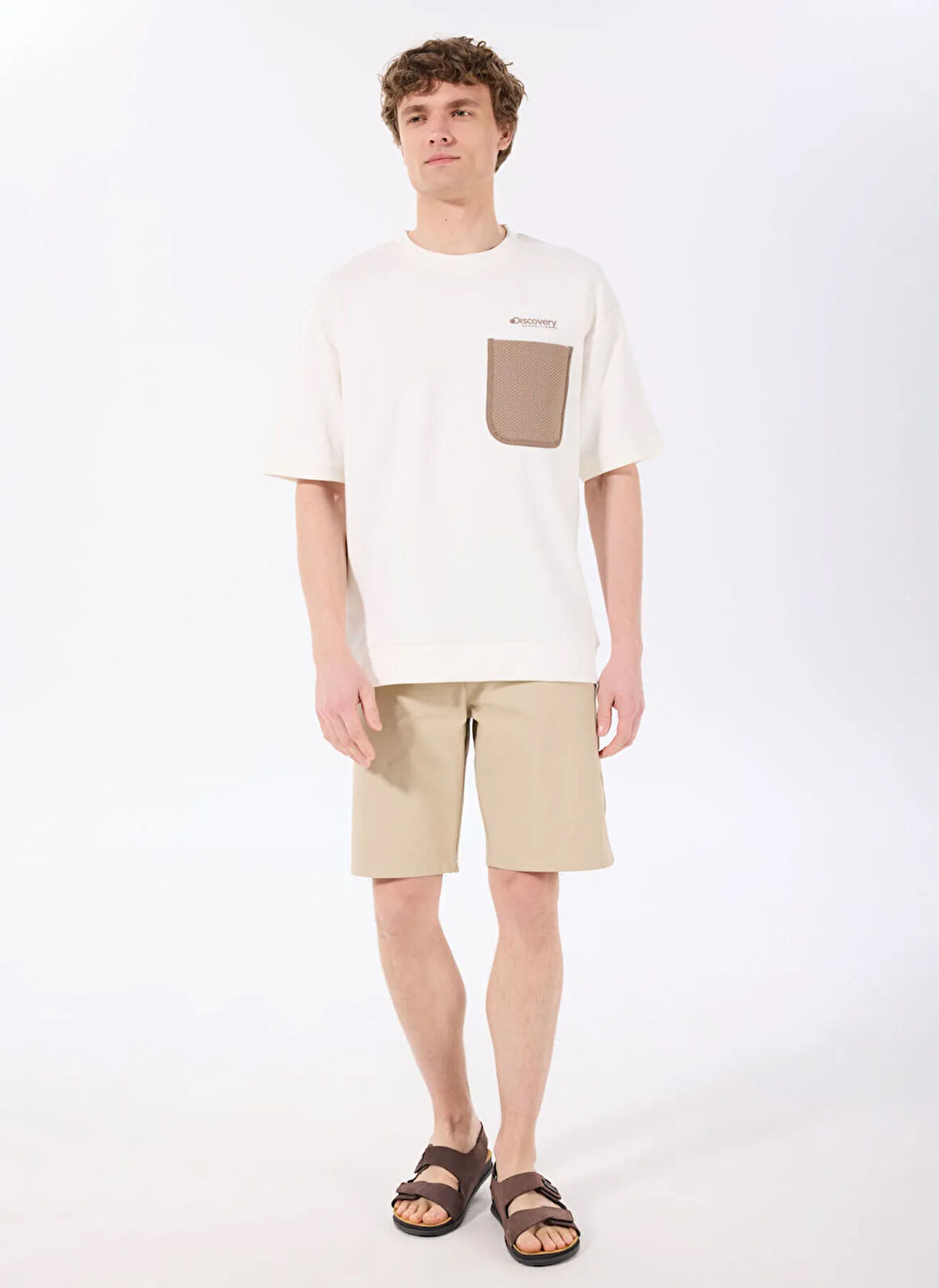 Discovery Expedition D5SM-SHT3989 Bej Normal Bel Relaxed Düz Erkek Şort