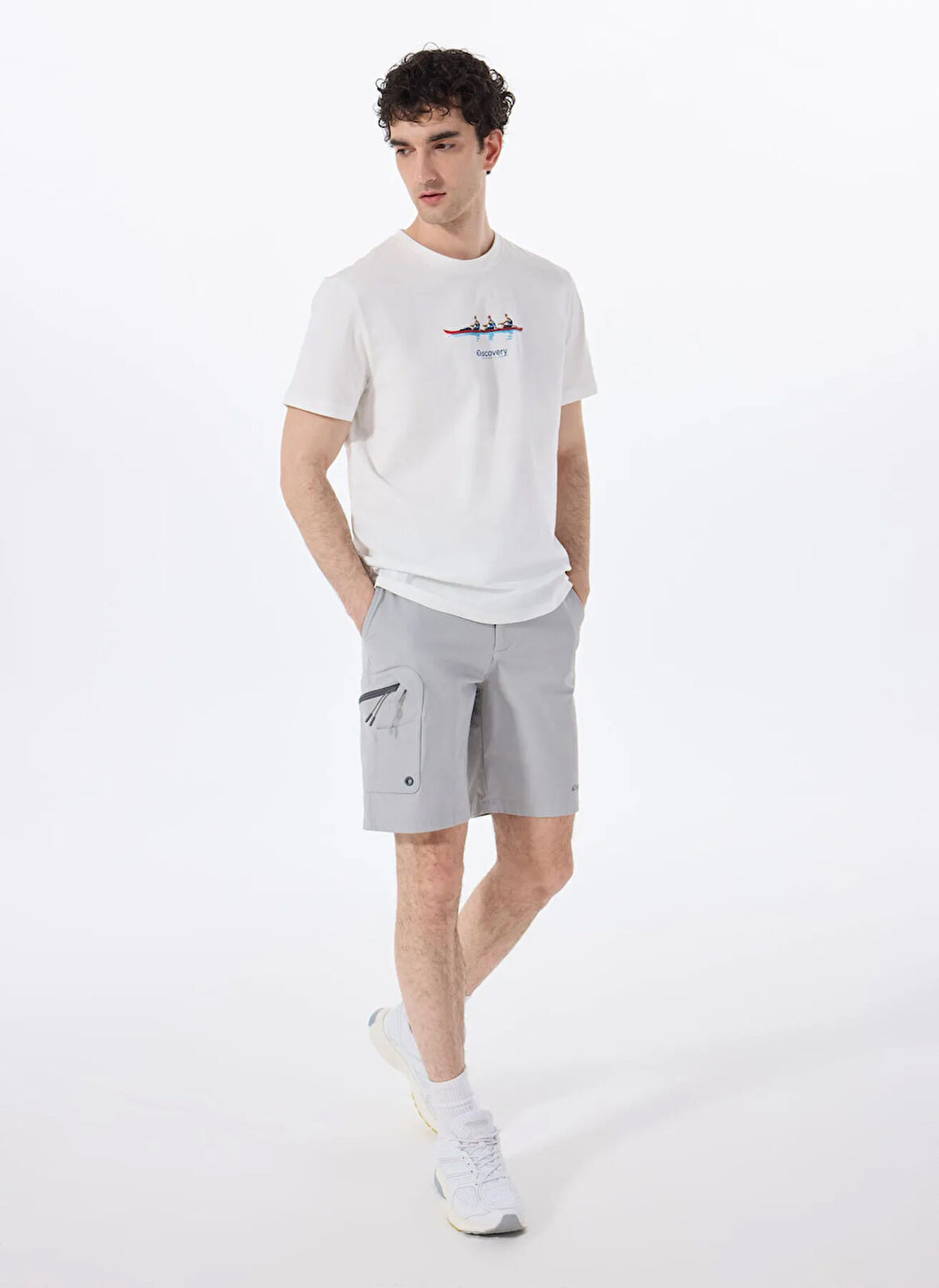 Discovery Expedition D5SM-SHT3898 Gri Lastikli Bel Relaxed Düz Erkek Şort