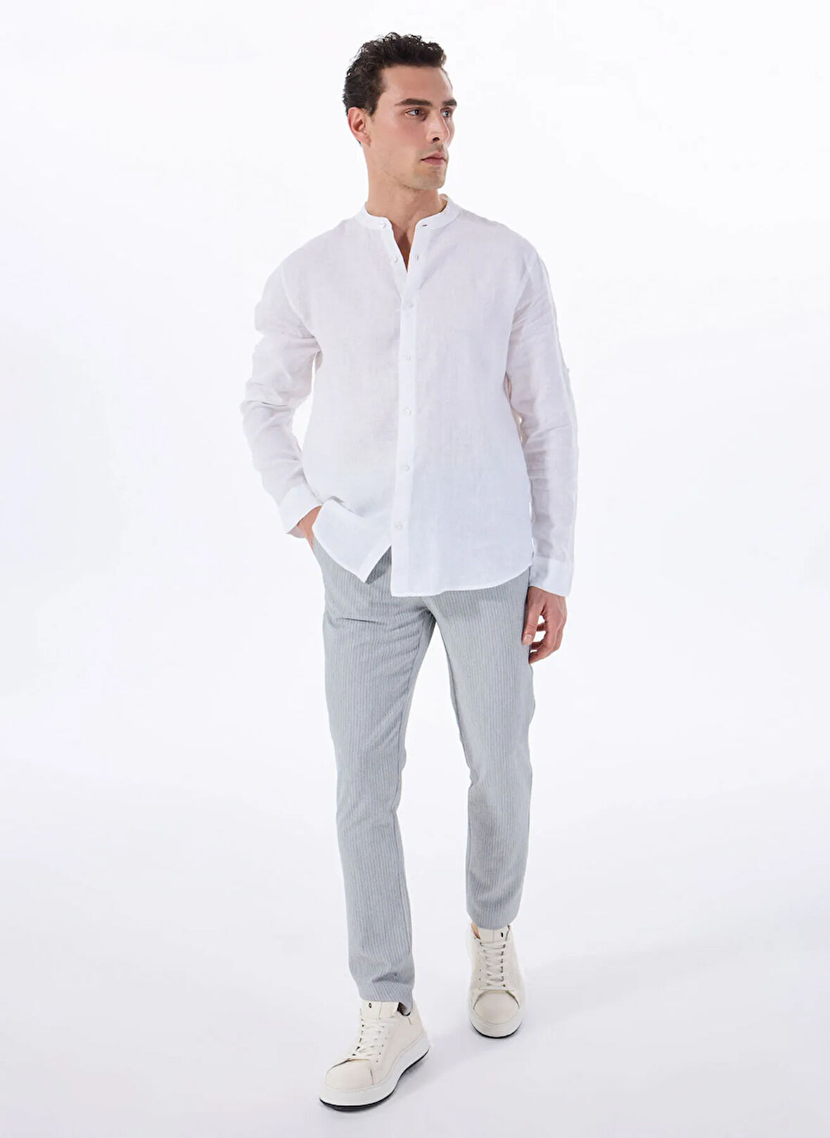 People By Fabrika Normal Bel Normal Paça Gri Erkek Chino Pantolon PBF5SM-PNT 5019